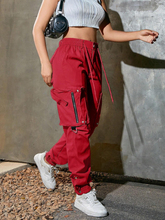 Street Style Zipper Decoration Women's Cargo Pants