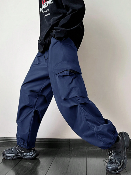 ROMWE Street Life Men Loose Fit Parachute Work Trousers