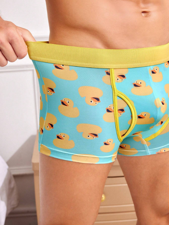 Men's Cartoon Duck Printed Boxer Briefs