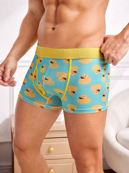 Men's Cartoon Duck Printed Boxer Briefs