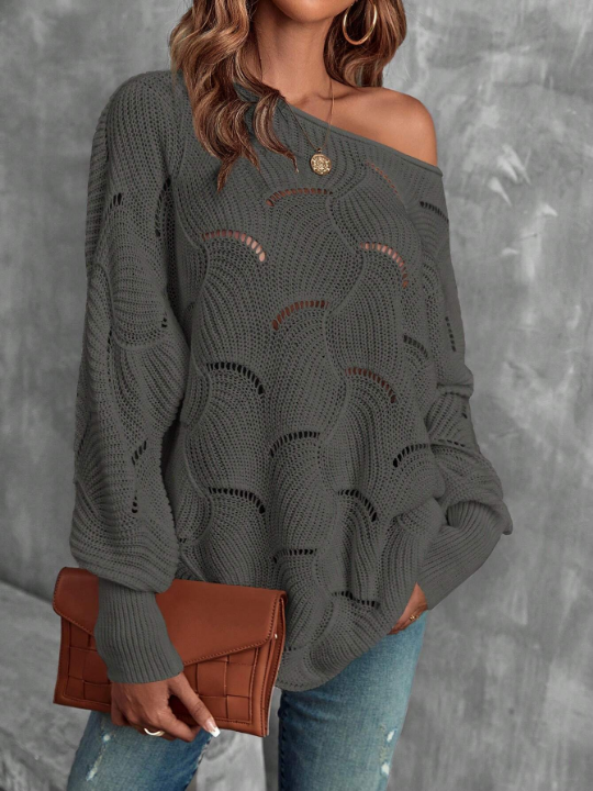 LUNE Women's Loose Knitted Sweater With Hollow Out Details