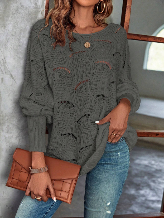 LUNE Women's Loose Knitted Sweater With Hollow Out Details