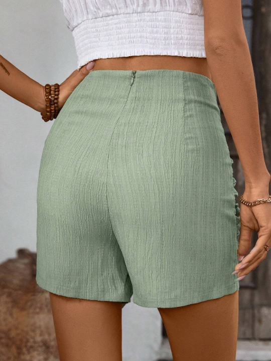 VCAY Ladies' Solid Color Wrap Tie Shorts