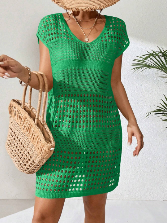 Swim BohoFeel 1pc Solid Color Knitted Cover Up Dress