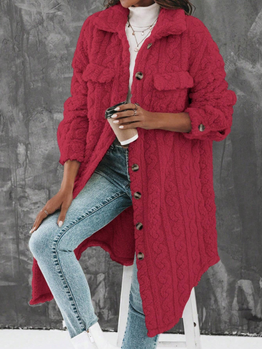 Essnce Solid Color Plush Coat