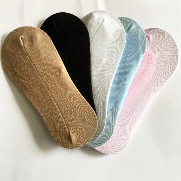 5pairs/Pack New Style Women's Candy-Colored Boat Socks, Casual Anti-Slip Invisible Shallow Mouth Socks, Nylon Invisible Socks, Low-Cut Short Socks For All Seasons