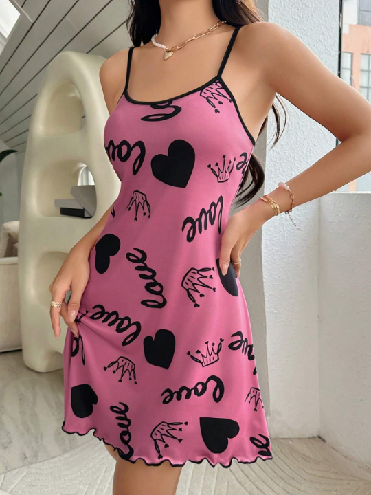 Women's Letter Printed Sleep Dress