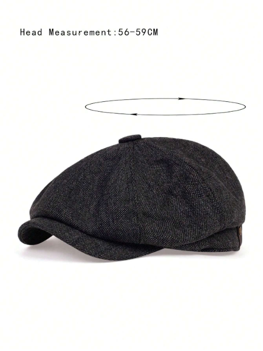 1pc Men's Spring & Autumn Fashionable Newsboy Cap & Beret, Suitable For Outdoor Travel Business