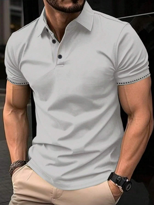 Manfinity Men's Solid Color Short Sleeve Polo Shirt