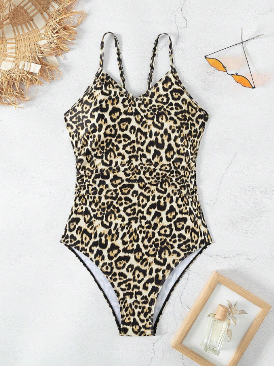 Swim Vcay Women'S Leopard Print Backless One-Piece Swimsuit