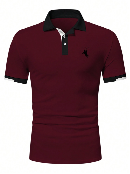 Manfinity Mode Men's Equestrian Printed Short Sleeve Polo Shirt