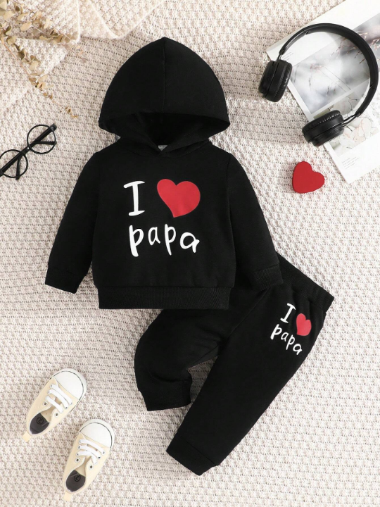 Baby Girl Two-Piece Set Fashionable And Casual Spring And Autumn New Popular Heart Pattern Long-Sleeved Hoodie And Pants Set