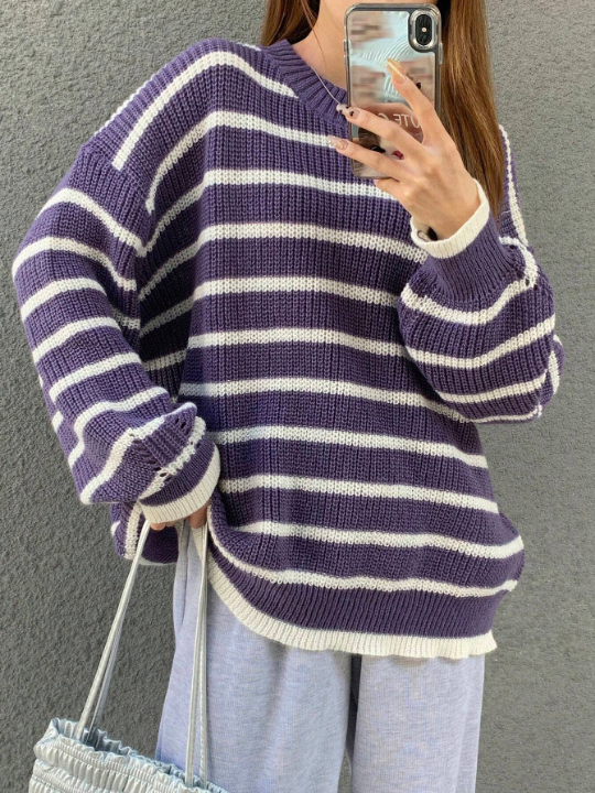 DAZY Striped Drop Shoulder Sweater Pullover