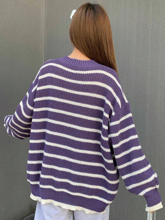 DAZY Striped Drop Shoulder Sweater Pullover