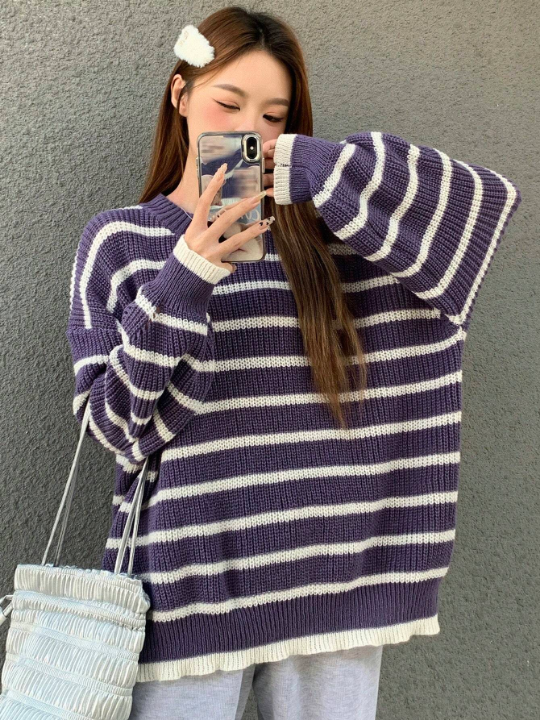 DAZY Striped Drop Shoulder Sweater Pullover