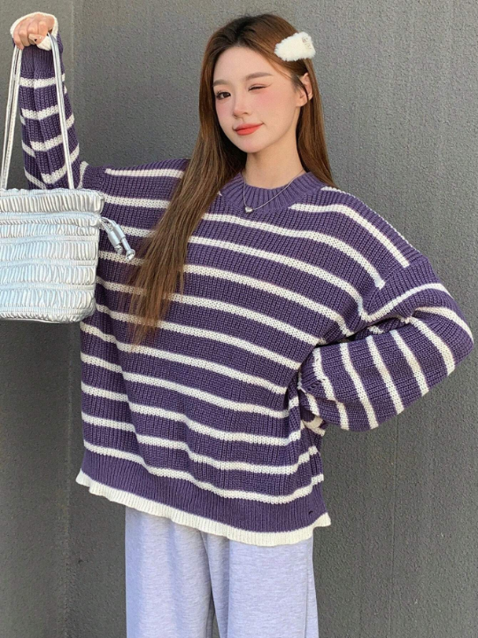 DAZY Striped Drop Shoulder Sweater Pullover