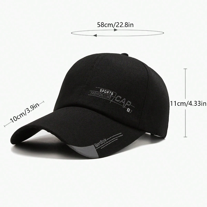 1pc Men's Fashionable Outdoor Baseball Cap With Printed Canvas & Extended Brim, Simple Style Duckbill Sun-Shading Cap