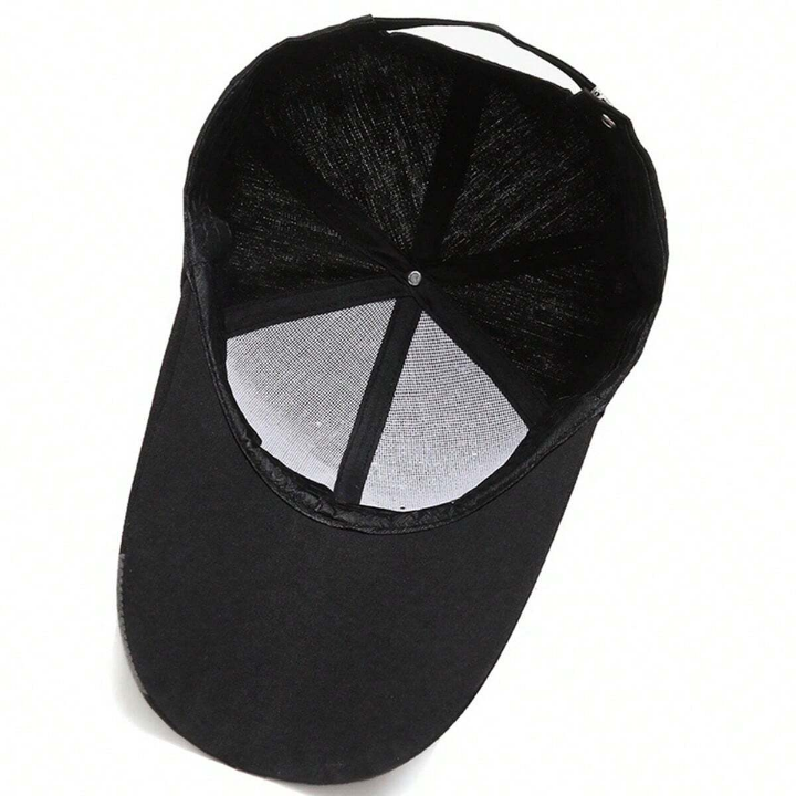 1pc Men's Fashionable Outdoor Baseball Cap With Printed Canvas & Extended Brim, Simple Style Duckbill Sun-Shading Cap