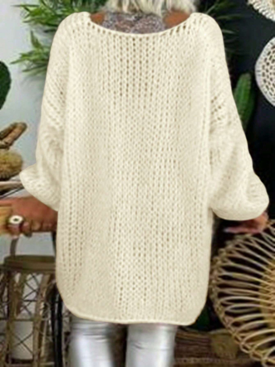 LUNE Solid Color V-Neck Sweater