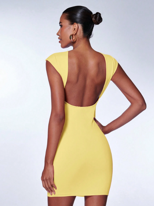 BAE Ladies' Solid Color Backless Bodycon Dress