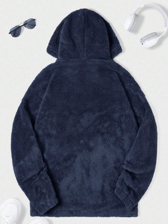 Manfinity Sporsity Men's Plush Hoodie With Printed Mountain Pattern