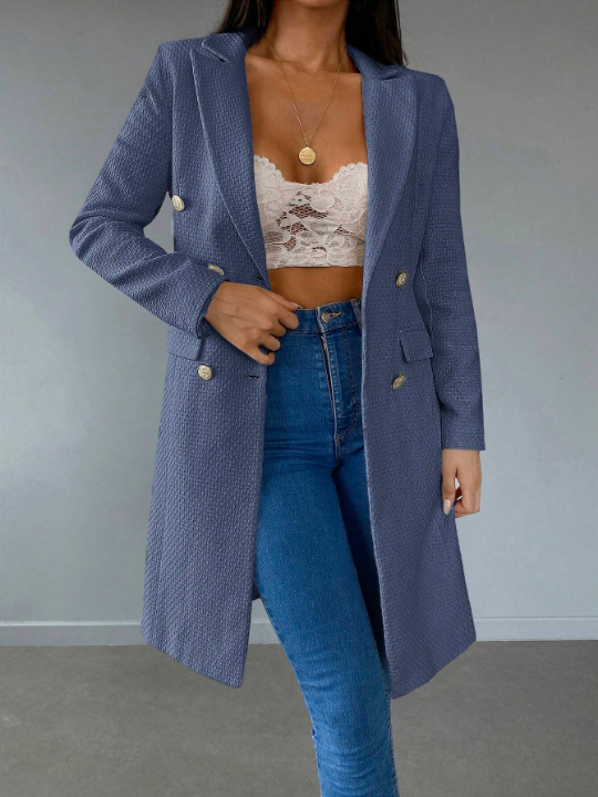 Frenchy Lapel Neck Double Breasted Overcoat