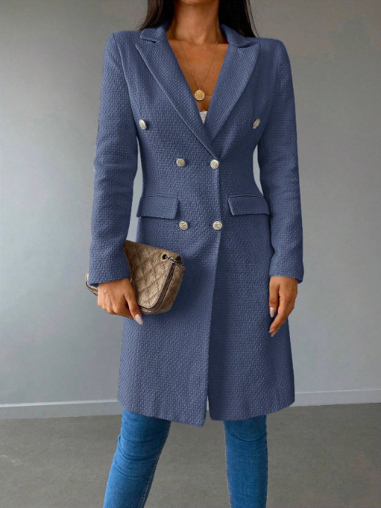 Frenchy Lapel Neck Double Breasted Overcoat