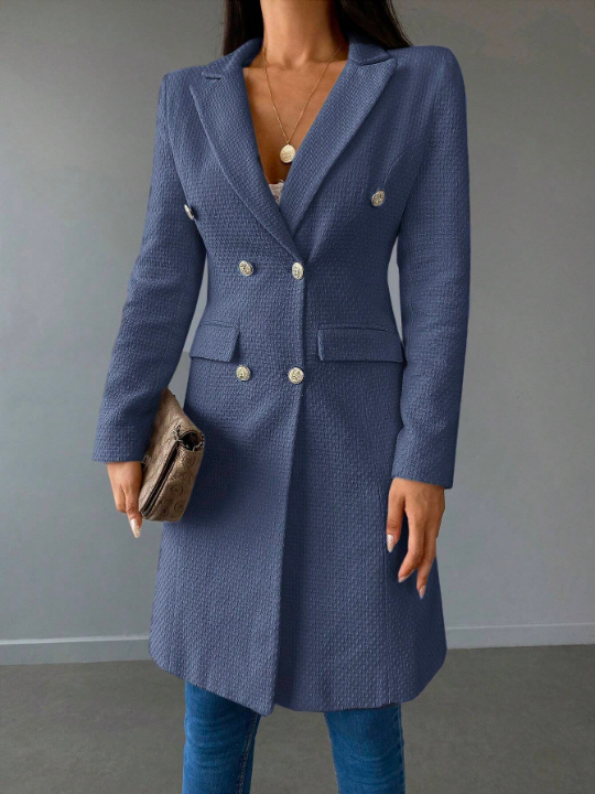 Frenchy Lapel Neck Double Breasted Overcoat