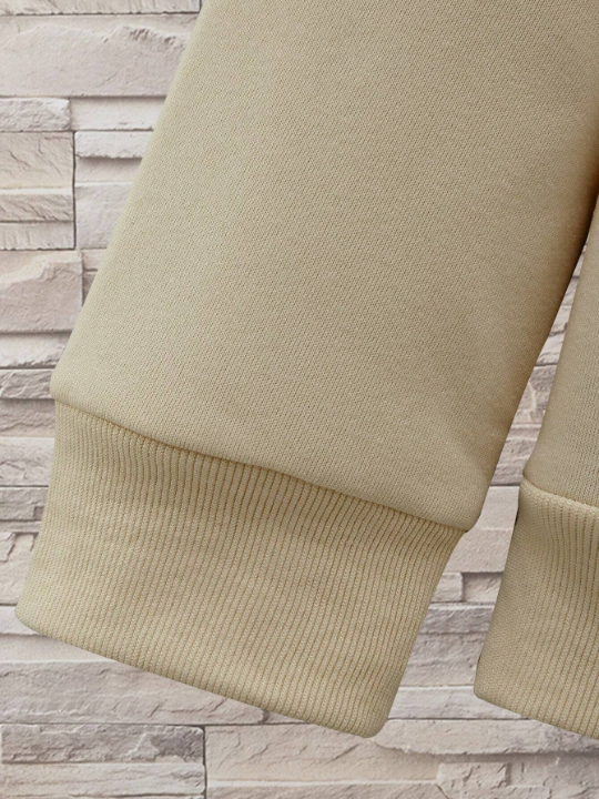 Manfinity Hypemode Men's Letter Printed Kangaroo Pocket Fleece Lined Hoodie