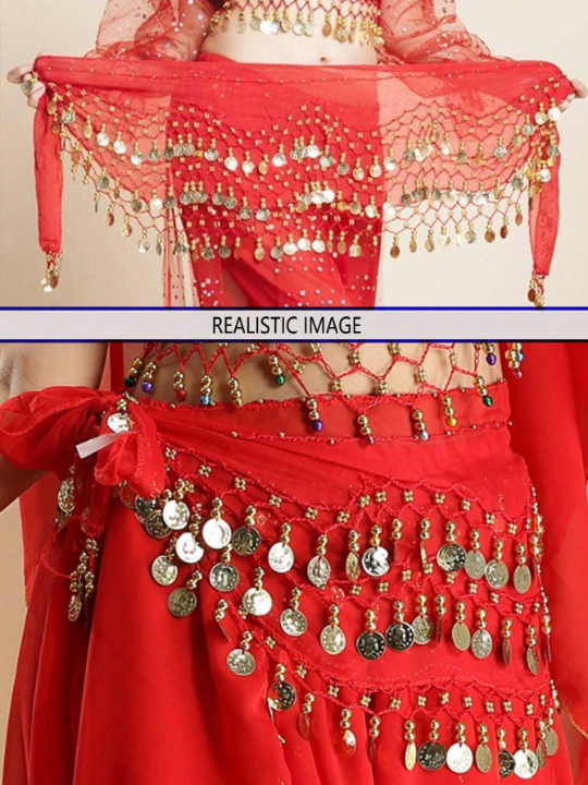 1pc Women's Belly Dance Waist Chain, Dance Costume Belly Dance Show Festival Waist Scarf, Chiffon Waist Chain Belt, Belly-Dance Waist Skirt Boho