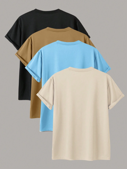 Men's Solid Color Round Neck Short Sleeve T-Shirt