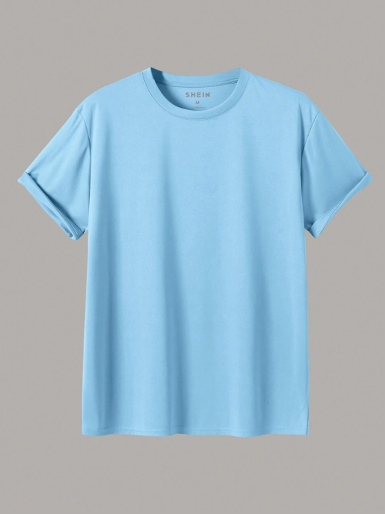 Men's Solid Color Round Neck Short Sleeve T-Shirt