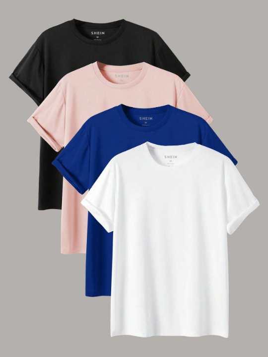 4pcs Men's Crew Neck Short Sleeve T-Shirts