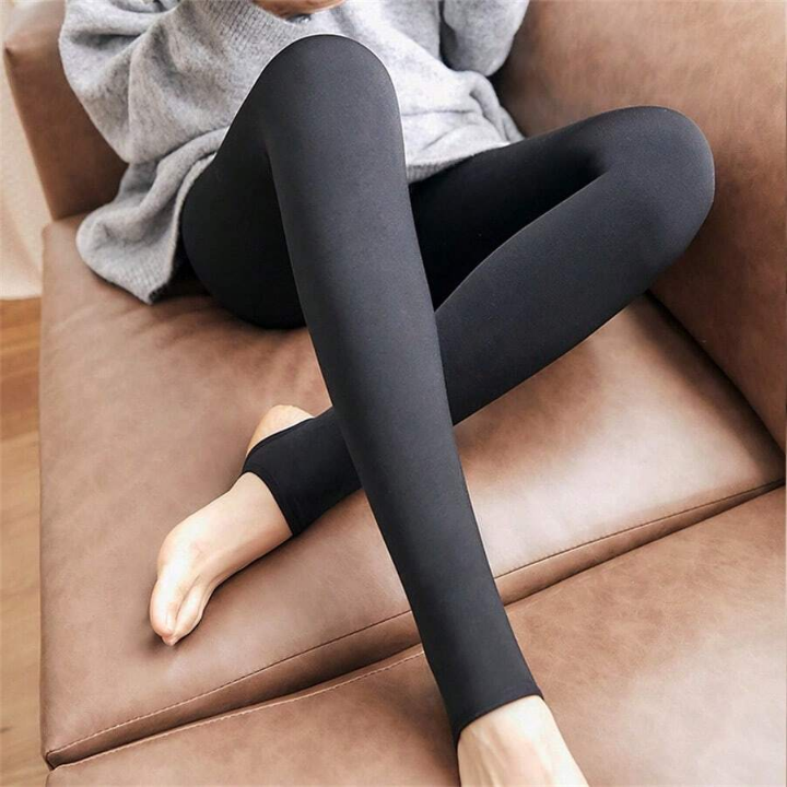 200g Women's Autumn Winter Stretch Slim Solid High Waist Leggings, Made Of Fine Wool, Nylon Material, With Fleece And Thicken Design