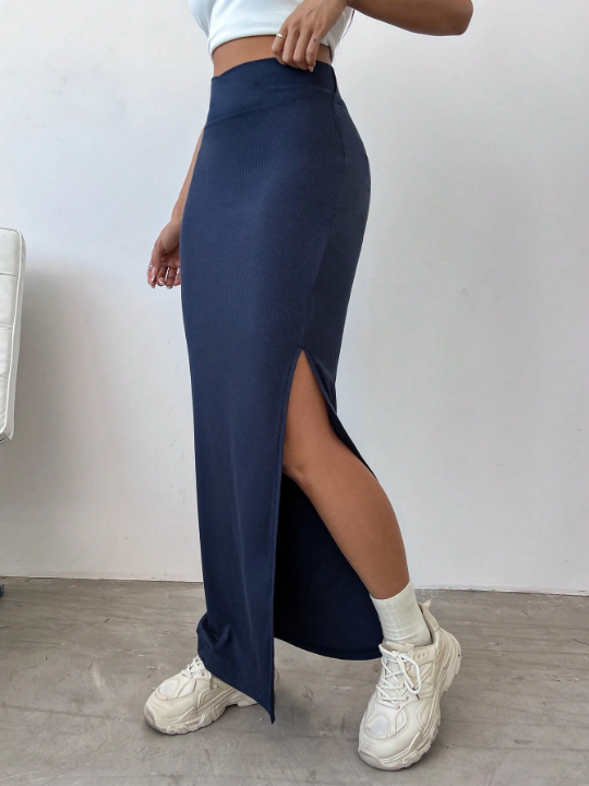 High Waist High Slit Side Skirt