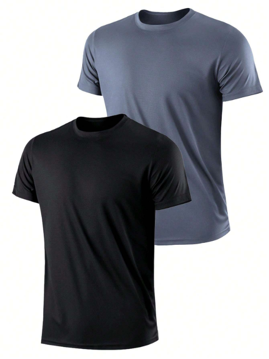 2pcs/Set Men's Sports Quick Dry T-Shirt And Loose Breathable Gym Running Clothes Gym Clothes Men Basic T Shirt