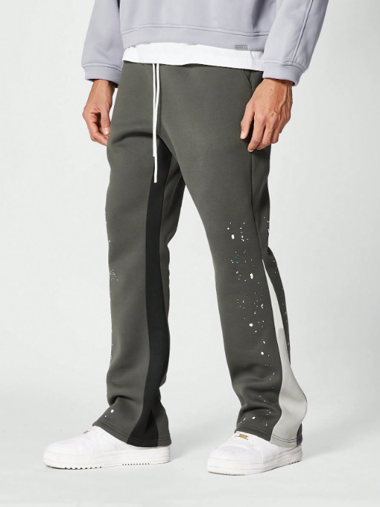 SUMWON Flare Fit Jogger With Paint Print