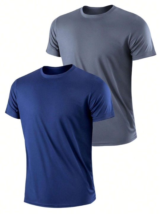 2pcs Men's Sports Outfits, Quick-Dry T-Shirt And Breathable Gym Running Clothes Gym Clothes Men Basic T-Shirt