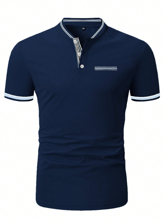 Manfinity Homme Men Striped Trim Polo Shirt