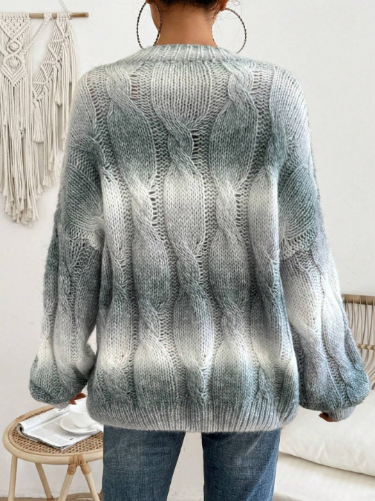 Frenchy Women's Ombre Round Neck Sweater Pullover