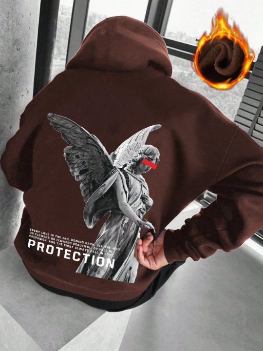 Manfinity EMRG Loose Fit Men's Hoodie With Slogan Print And Fleece Lining