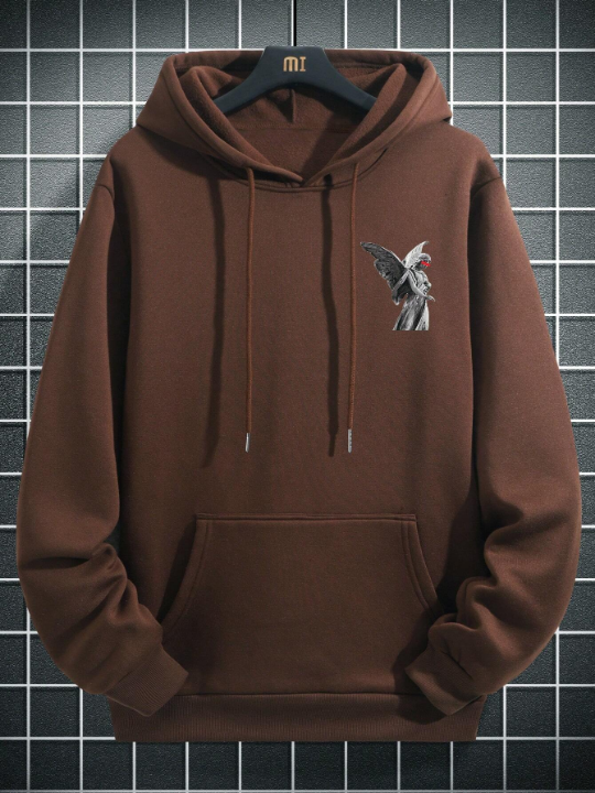 Manfinity EMRG Loose Fit Men's Hoodie With Slogan Print And Fleece Lining