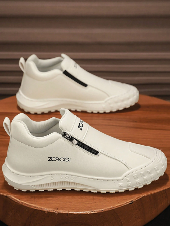 Men'S Casual Sports Shoes, Fashionable Zipper-Low Top Short Boots, Outdoor Leather Shoes, Water-Resistant And Slip-Resistant, Suitable For Youth And Students Of All Styles