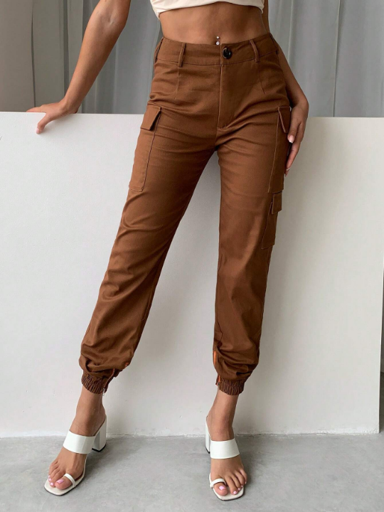 Joyfunear Women's Solid Color Cargo Pants