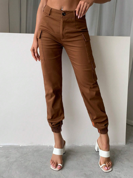 Joyfunear Women's Solid Color Cargo Pants