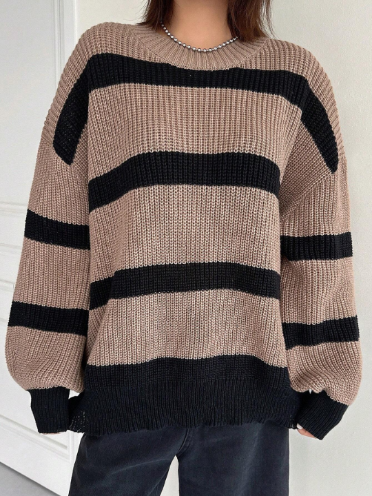 DAZY Women's Striped Loose Sweater