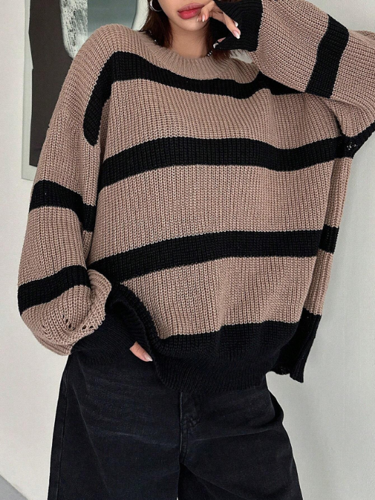 DAZY Women's Striped Loose Sweater