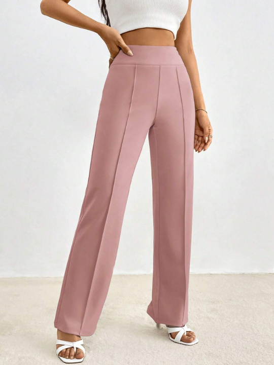 Priv Women's High Waisted Straight Leg Trousers