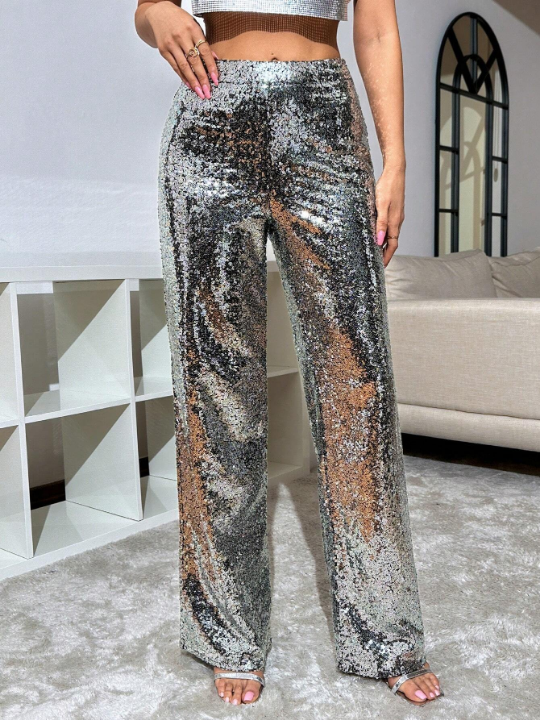 Women's Sequin Straight Leg Pants