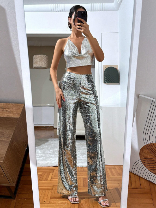 Women's Sequin Straight Leg Pants